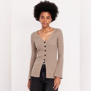 Old Navy SoSoft Lite V-Neck Cardigan Sweater in Driftwood Heather size XS